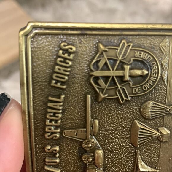 ROK/U.S. Special Forces Metal Belt Buckle No Manufacturers Mark Vintage - Picture 15 of 16